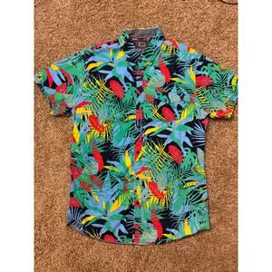Broken Threads Tropical Leaf Print Button Down Hawaiian Shirt Mens Size XL